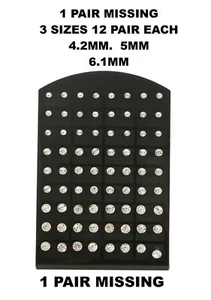 36 STCK. GROSSHANDEL 36 Paar runde Zirkonia Ohrstecker Silber CZ Ohrringe SET - Bild 1 von 1