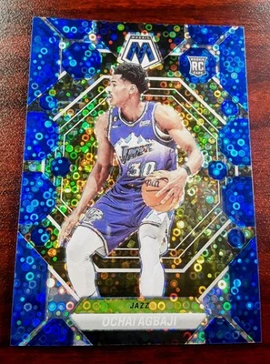 2022 Panini Mosaic Rookies Blue Fast Break Prizm /85 Ochai Agbaji #208 Rookie RC - Image 1 of 2
