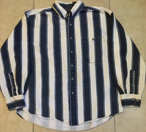 Vintage 90s Striped Faded Shirt L Surf Skate Beach Grunge AOP Vaporwave Gotcha OP 80 - Bild 1 von 16