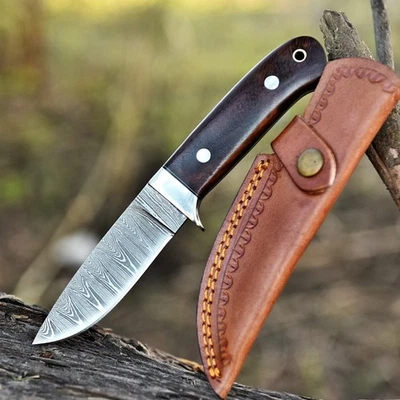 Cuchillo de caza desollador supervivencia camping sin amor de acero damasco hecho a mano personalizado Foto 1 de 4