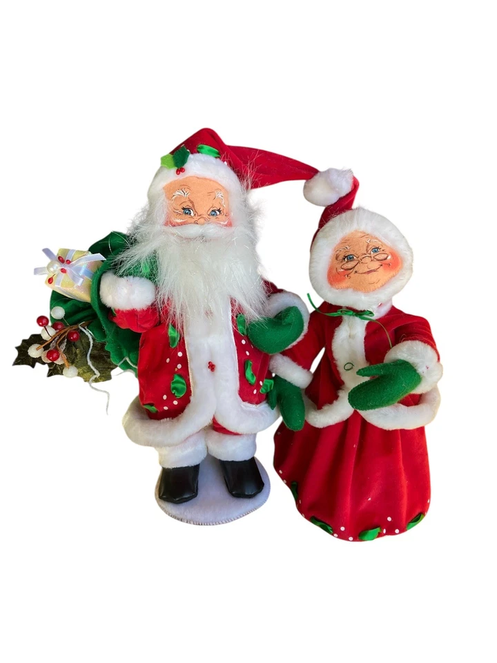"Lote de 2 muñecas de Navidad Annalee Winterberry Santa Mrs Claus grandes 13"" 2004" Foto 1 de 1