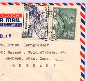 GOLD COAST/TOGO Cover *HOHOE* CDS East Germany Dessau UPU Issues 1949 XH48 - Picture 1 of 8