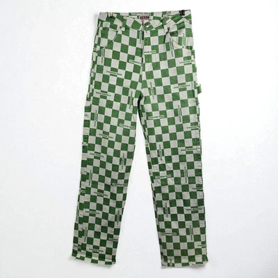 Guess Originals Checkerboard Carpenter Pants Women's Size 26 Green White Y2K - Image 1 of 4