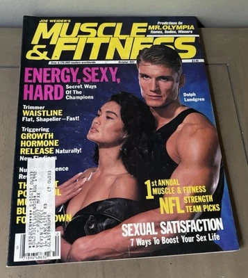 DOLPH LUNDGREN W/ Female - Muscle & Fitness Bodybuilding Magazine - October 1991 - Image 1 of 2