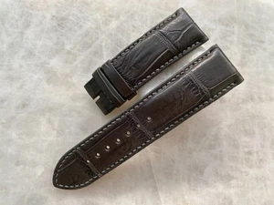 24mm/22mm Gray Alligator Crocodile Print Leather Watch Strap Band - Picture 1 of 1