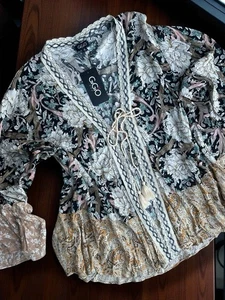 Neu mit Etikett Gigio Savannah Kimono Boho Blumen- und Paisleymuster Mix Gr. M - Bild 1 von 5