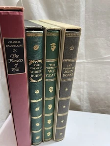 4 Poetry Book Lot Heritage Press Slipcase Yeats Burns Donne Boudleaur Vintage - Picture 1 of 7