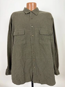 AKA Eddie Bauer Flannel Shirt Men XXL TALL Olive Beige Work Outdoors Vintage 90s - Picture 1 of 16
