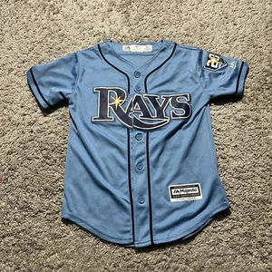 Camiseta deportiva pequeña juvenil de los Tampa Bay Rays azul claro MLB rara Y2k - Imagen 1 de 8