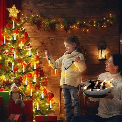 Christmas LED Candle String Light with Clips Flameless Battery for Xmas Party  - Image 1 of 4
