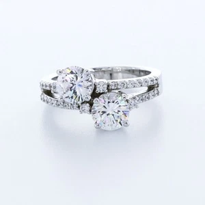2.0ct Lab-Created Diamonds D/VS2 Round 18K White Gold Split-Band Promise Ring - Picture 1 of 24