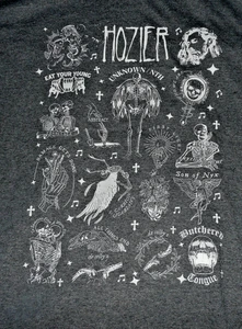 Hozier Pine Torch Witchy Moon Phase Bookish grau Herren Large T-Shirt Tee - Bild 1 von 4