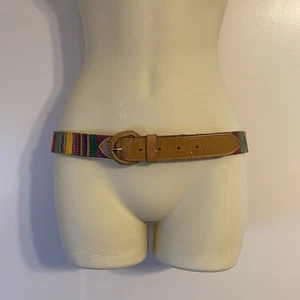 Cinturón Tapiz Guatemalteco M/L Mujer Multicolor Algodón Cuero Hebilla Suroeste - Imagen 1 de 4