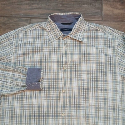 Camisa deportiva Zegna para hombre extra grande blanca a cuadros informal con botones puño abatible Foto 1 de 4