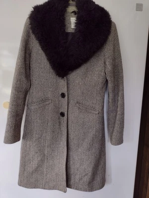 George Brand женщин черно-белый гончая съемный меховой воротник - размер SM - Изображение 1 из 4