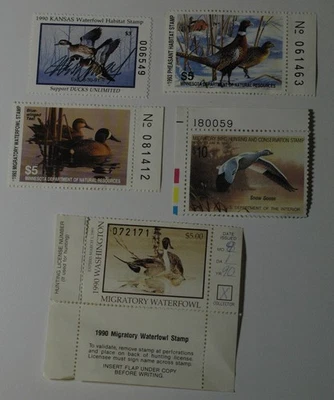 Five Migratory Waterfowl Bird Duck Stamps Free Shipping - Image 1 of 2