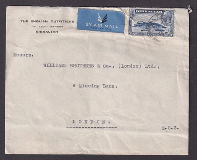GIBRALTAR 1936, Cubierta de correo aéreo a Londres Reino Unido Foto 1 de 3