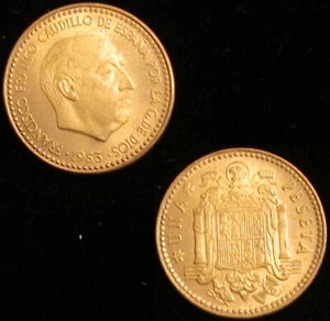 ESPAÑA, FRANCO-7, 1 PESETA 1953*19-54, BRILLO ORIGINAL, SIN CIRCULAR. - Imagen 1 de 3