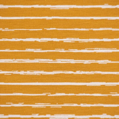 Baumwolljersey Jersey Streifen unregelmäßig ocker weiß 1,45m Breite - Bild 1 von 4
