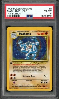 PSA 6 Base Set Unlimited Machamp Holo 8/102 OFF CENTER Pokemon Cards 1999🔥 - Image 1 of 2