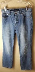 Pantalones de mezclilla para mujer Chaps lavado oscuro calce adelgazante recto talla 8 - Imagen 1 de 4