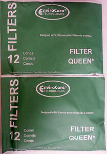 24 Cones + 4 Filters (round shaped) Majestic Filter Queen Vacuum Bags  Part 200