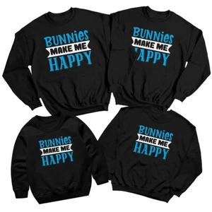 Family Bunny Happy Easter Sweatshirt Jumper Festival Holiday Matching Outfit #ED - Picture 1 of 27