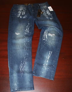 mens modern culture skinny jeans 34x30 nwt med faded distressed paint splatter - Picture 1 of 5