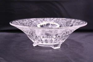 Cuenco florentino grabado de 3 patas años 40 West Virginia nuevo vidrio Martinsville - Imagen 1 de 16