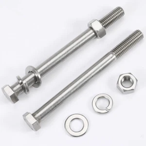 M10,12 HEX HEAD PART THREADED BOLTS,HEX NUT/FLAT & SPRING WASHER STAINLESS STEEL - Picture 1 of 4