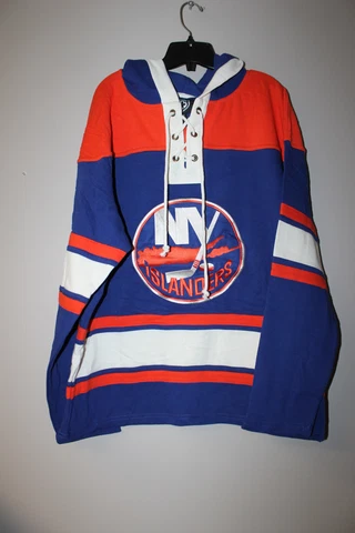 New NHL New York Islanders old time jersey style midweight cotton hoodie men's M Cover