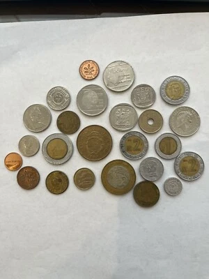 Lot of 24  Foreign World Coins ,Varied countries, Values,  Dates (1940's-1990's) - Image 1 of 4