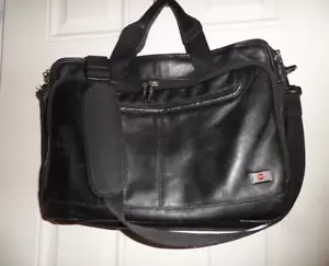 VINTAGE VICTORINOX BRIEFCASE/LAPTOP BLACK LEATHER EXPANDABLE LARGE - Picture 1 of 18