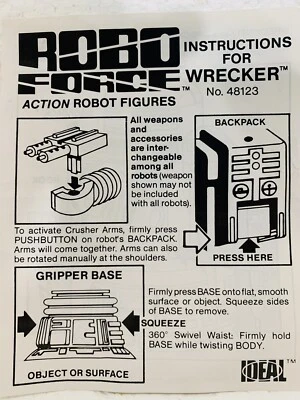 Robo Force: lote manual de instrucciones pieza de grúa vintage robot espacial Foto 1 de 2