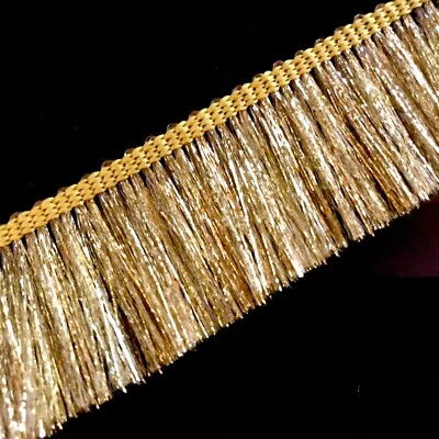 ab 1 Meter Lurex Fransen 4cm gold Schnittfransen Tanzfransen Dekoborte Spitze DE - Bild 1 von 2