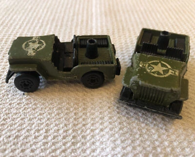 Vintage 1976 Pair / 2 Diecast Armoured Jeep Military Army Green Model No.38 Car - Image 1 of 4