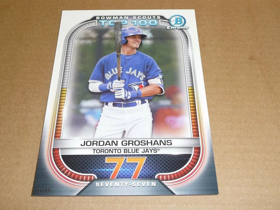 2021 Bowman SCOUTS TOP 100 JUMBO 5 X 7 03/49 JORDAN GROSHANS BLUE JAYS #77 - Image 1 of 1