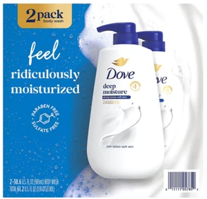 Dove Deep Moisture Body Wash with Pump – Gentle & Hydrating, 30.6 oz, 2-Pack - Picture 1 of 7