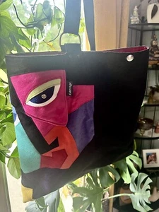 Vintage 80-90s Carson Rogers Carogi Multifunctional Suede Geometric Pop Art Face - Picture 1 of 9