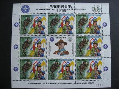 Escoteiros do Paraguai, scouting Sc 2037 x 8 em MNH Kleinbogen folha de 9 - Imagem 1 de 2