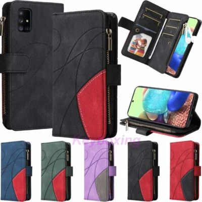 For Samsung A13 A12 A32 A52 A51 A71 Zipper Wallet Card Holder Leather Case Cover - Image 1 of 4
