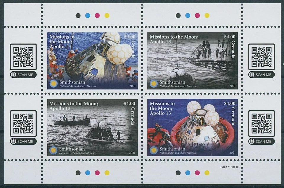 Grenada 2021 MNH Space Stamps Smithsonian Apollo 13 Missions to Moon 4v M/S II - Image 1 of 1