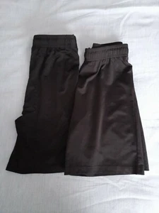 BOYS 2 PAIRS BLACK SCHOOL P.E. SHORTS 1 X 9-10/ 1 X 11-12 WITH DRAWSTRING WAIST - Picture 1 of 4