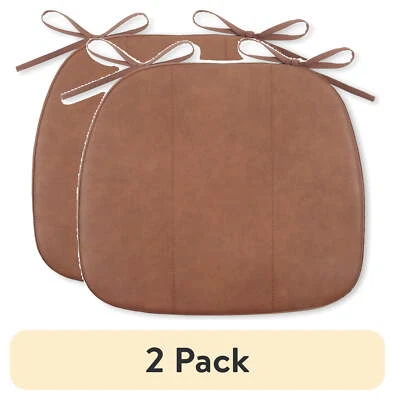 (2 pack) Faux Leather Memory Foam Chair Pad, Brown, 15"W x 17"L , 1 Piece - Image 1 of 4