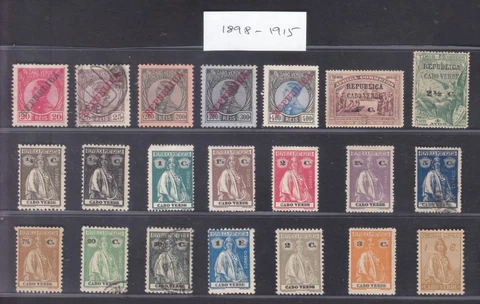 SEPHIL PORTUGAL CAPE VERDE 1898-1915 OLD USED/UNUSED SELECTION OF 21 STAMPS Cover