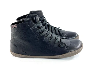Camper Peu Stivaletto Uomo 40 (US 7) Sneakers Nero Pelle Mid Top Zip Laterale - Foto 1 di 12