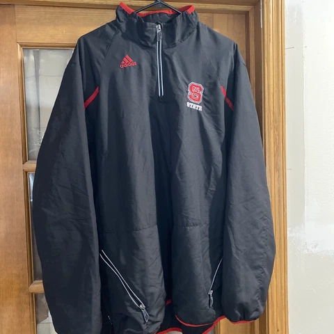 Adidas ClimaProof NC State Black/Red 1/4 Zip Pullover Windbreaker Size XL 061903 Cover