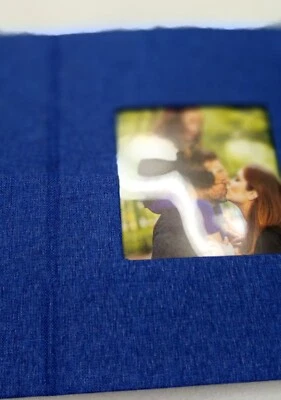 Álbum de fotos pequeño 4x6 - Páginas transparentes, cubierta de lino con ventana frontal, paquete de 4, Foto 1 de 4