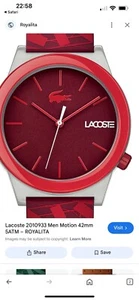 Brand New Lacoste 2010933 Motion Watch Unisex Red Watch. - Picture 1 of 5