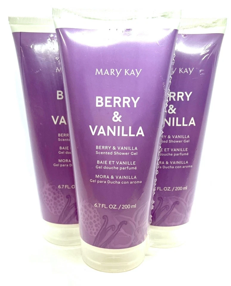 MARY KAY BERRY AND VANILLA SCENTED SHOWER GEL~3 TUBES~6.7 FL. OZ. EACH~FULL SIZE - Image 1 of 4